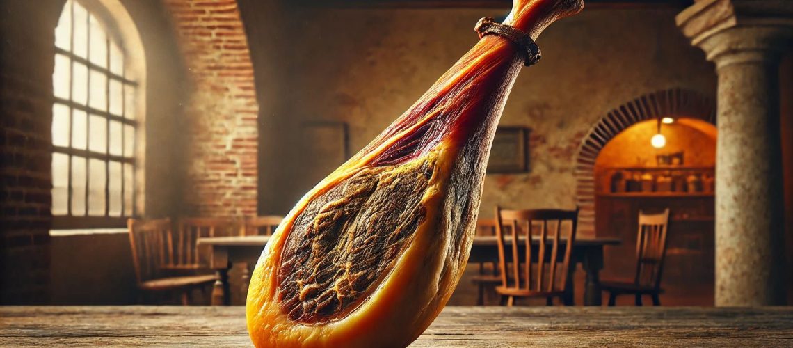 DALL·E-2025-02-17-19.42.08-A-highly-realistic-image-of-a-whole-Jamon-Iberico-in-the-shape-of-a-pigs-leg.-The-focus-should-be-on-the-leg-with-the-characteristic-shape-of-the-cur.jpg